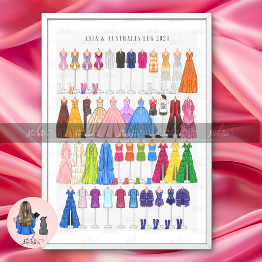 ASIA & AUSTRALIA LEG 2024 Lineup Eras Of Fashion Inspired Outfits Art Print