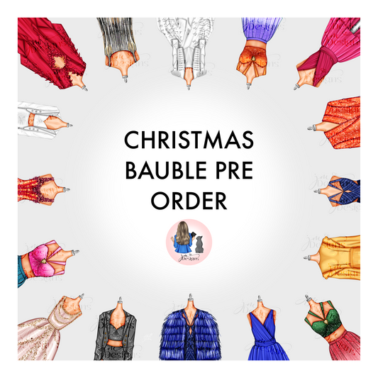 PRE ORDER Eras of Fashion Christmas Outfit Acrylic Bow Bauble