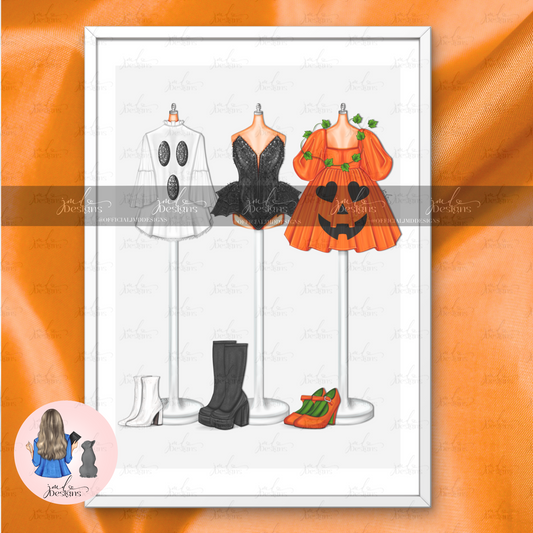 Halloween Fashion Trio Art Print