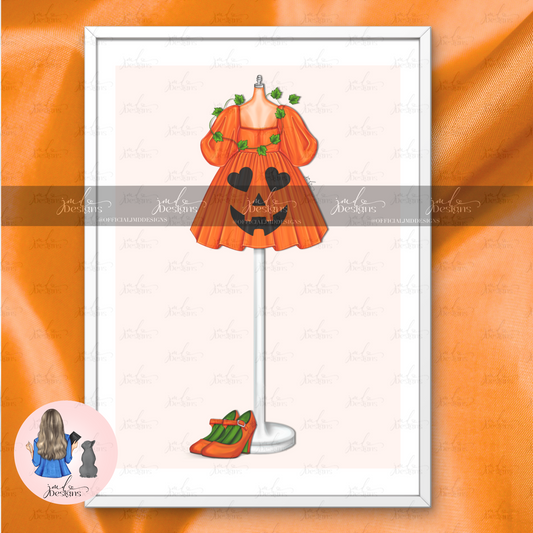 Pumpkin Dress Halloween Fashion Art Print
