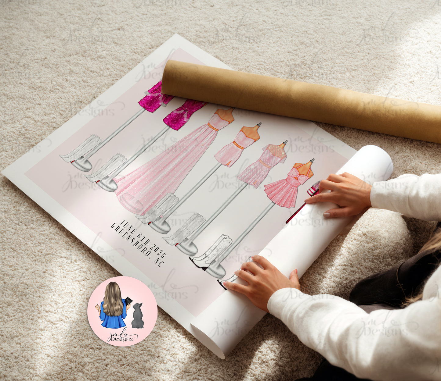 Pink Cloud Cowgirl Tour Lineup Art Print Fashion Lover Decorative Art High Fashion Art Print