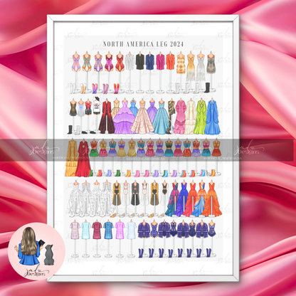 NORTH AMERICA LEG 2024 Lineup Eras Of Fashion Inspired Outfits Art Print