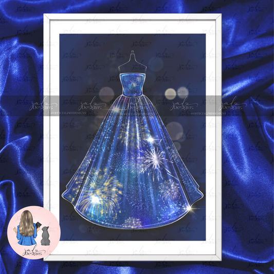 The Firework Dress Outfit Illustration Art Print