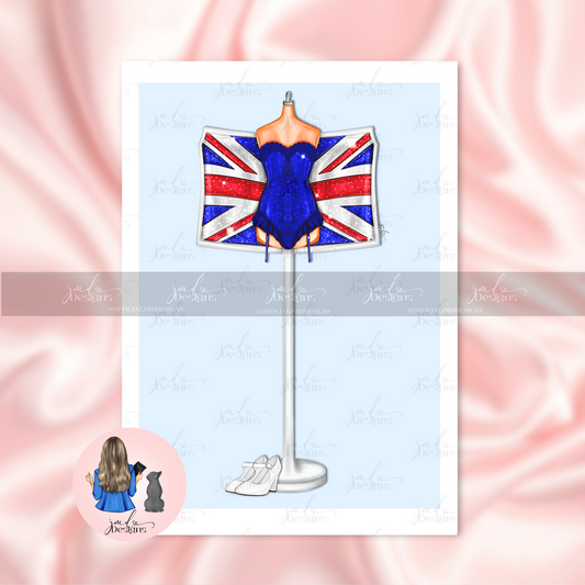 Blue Union Jack Sparkle Towel Reveal Fashion Art Print