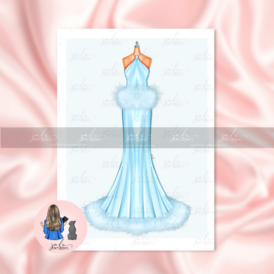 Blue Hollywood Glam Fashion Art Print
