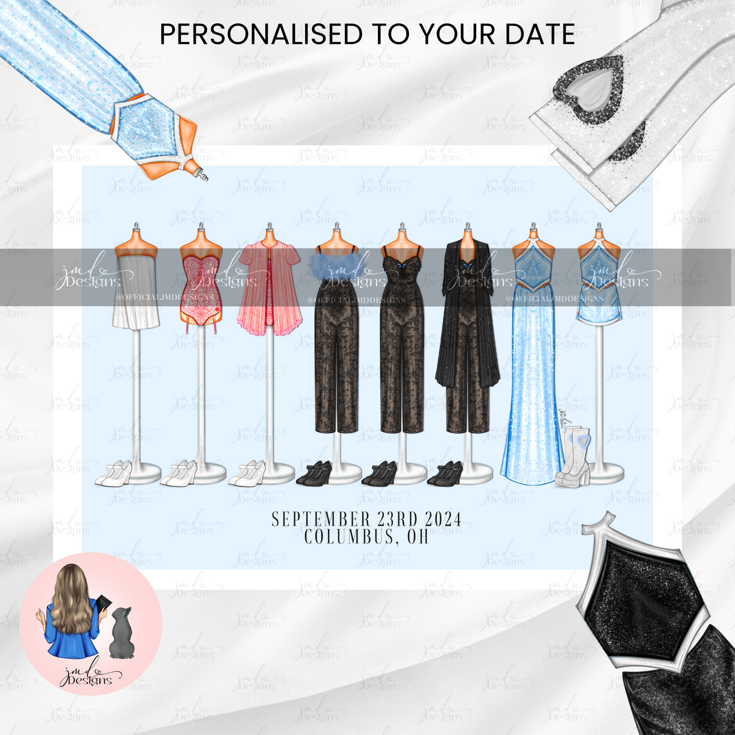 US & CANADA Personalised Sweet Pop Princess Concert Lineup Art Print