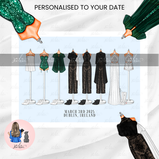 UK & EUROPE Personalised Sweet Pop Princess Concert Lineup Art Print