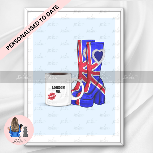 EUROPE Personalised Go Go Boots & Lipstick Mug Concert Art Print