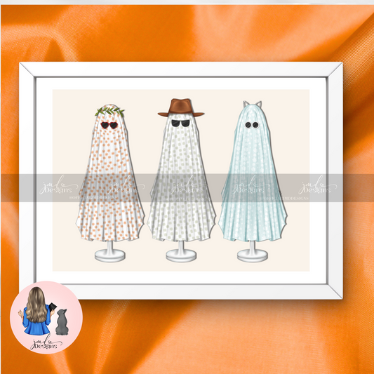 Trendy Ghosts Trio Lineup Halloween Art Print