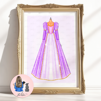 Purple Princess Character Fashion Illustration Art Print