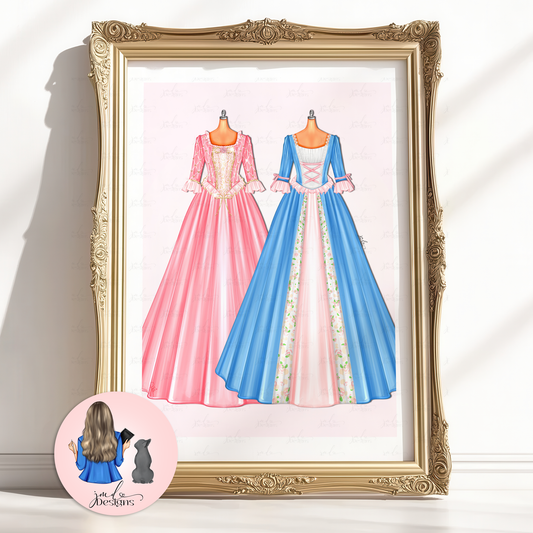Princess Duo Lineup Fashion Illustration Art Print
