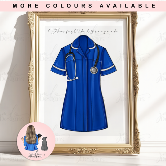 Nurse Tunic Scrubs Heartfelt Gift Art Print Fashion Lover Decorative Art Print Nurse Gift Healthcare Worker Gift