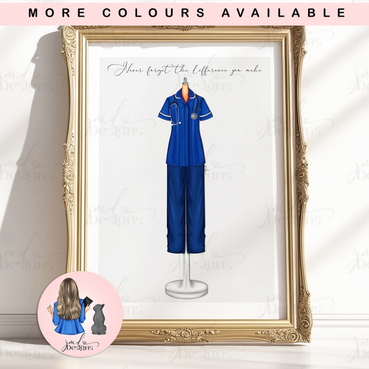 Nurse Tunic Scrubs Heartfelt Gift Art Print Fashion Lover Decorative Art High Fashion Art Print