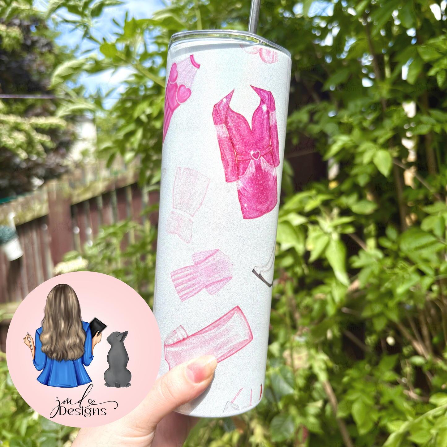 Pink Cloud Cowgirl Shimmer Holographic 20oz Stainless Steel Tumbler Cup