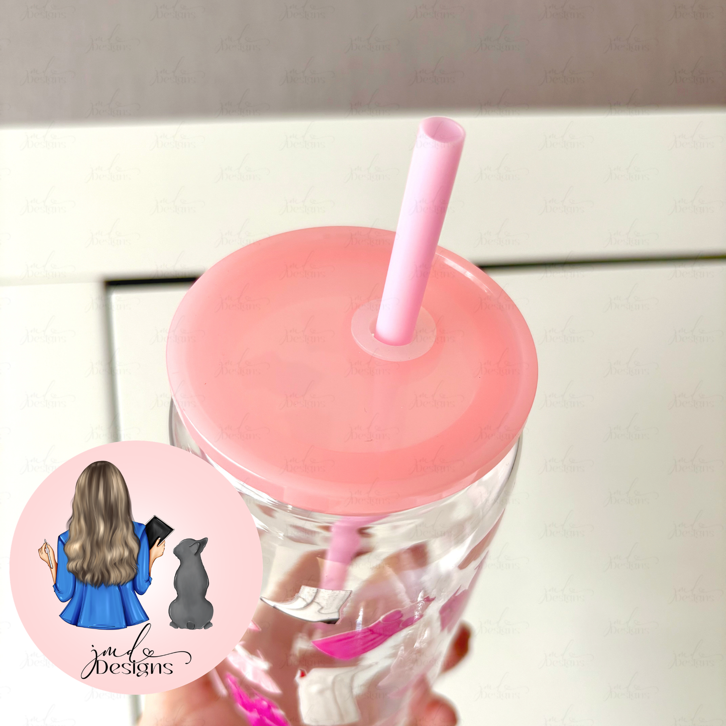 Pink Cloud Cowgirl UVDTF Patterned Plastic 16oz Libbey Cup