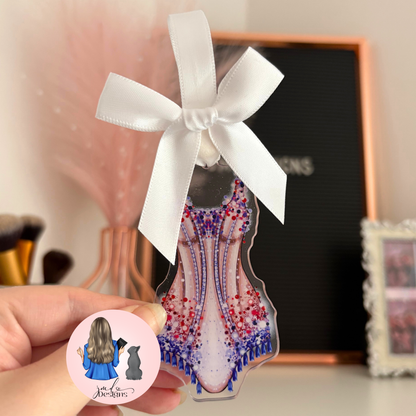 Purple Sparkle Bodysuit Christmas Outfit Acrylic Bow Bauble
