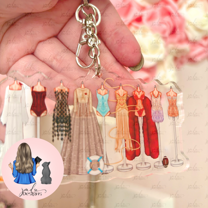 Ophelia Lineup Dress Outfit Acrylic Keyring Silver Chain Clip bag Charm