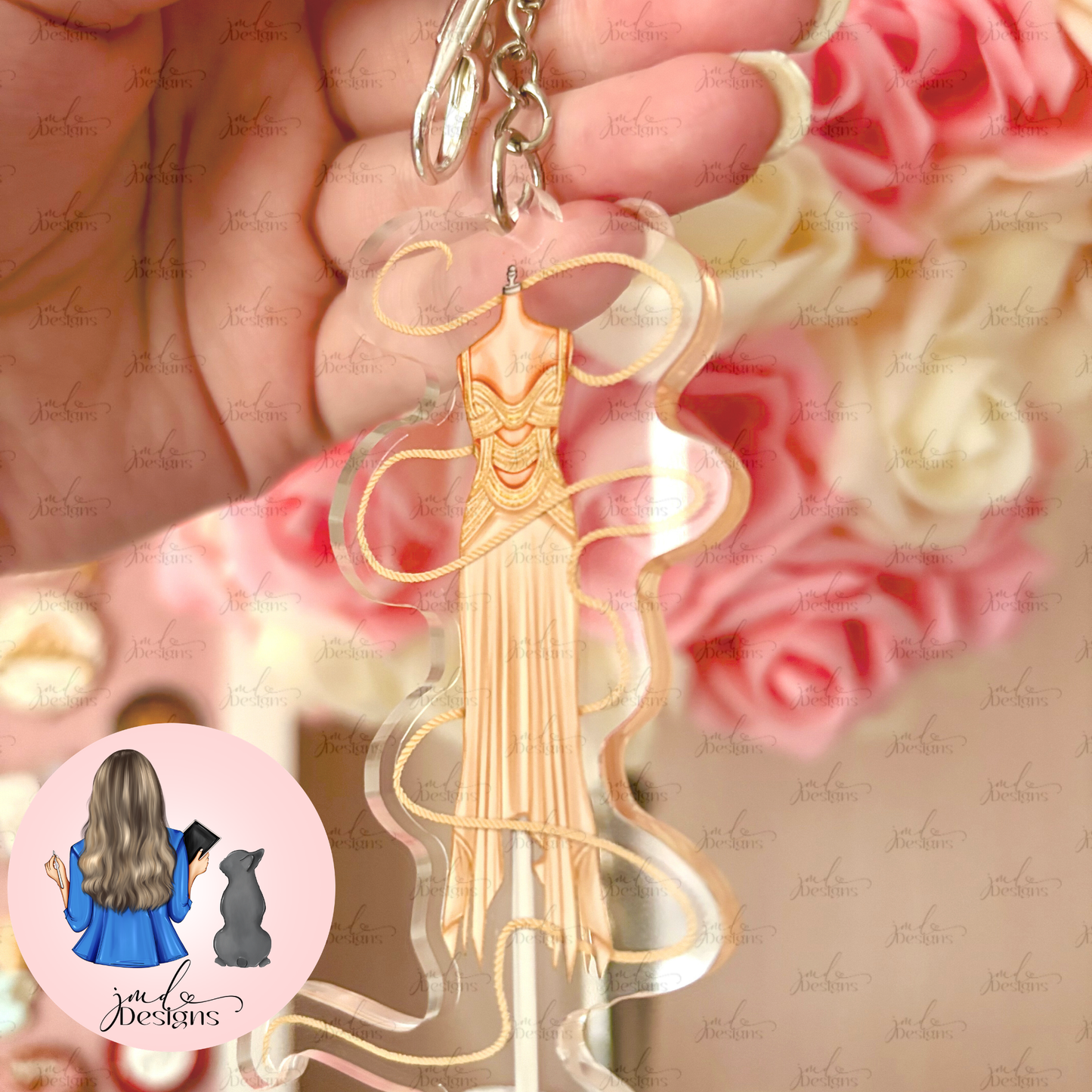 The Rope Dress Outfit Acrylic Keyring Silver Chain Clip bag Charm