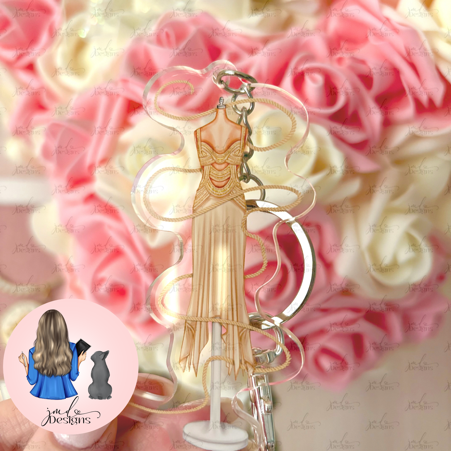 The Rope Dress Outfit Acrylic Keyring Silver Chain Clip bag Charm