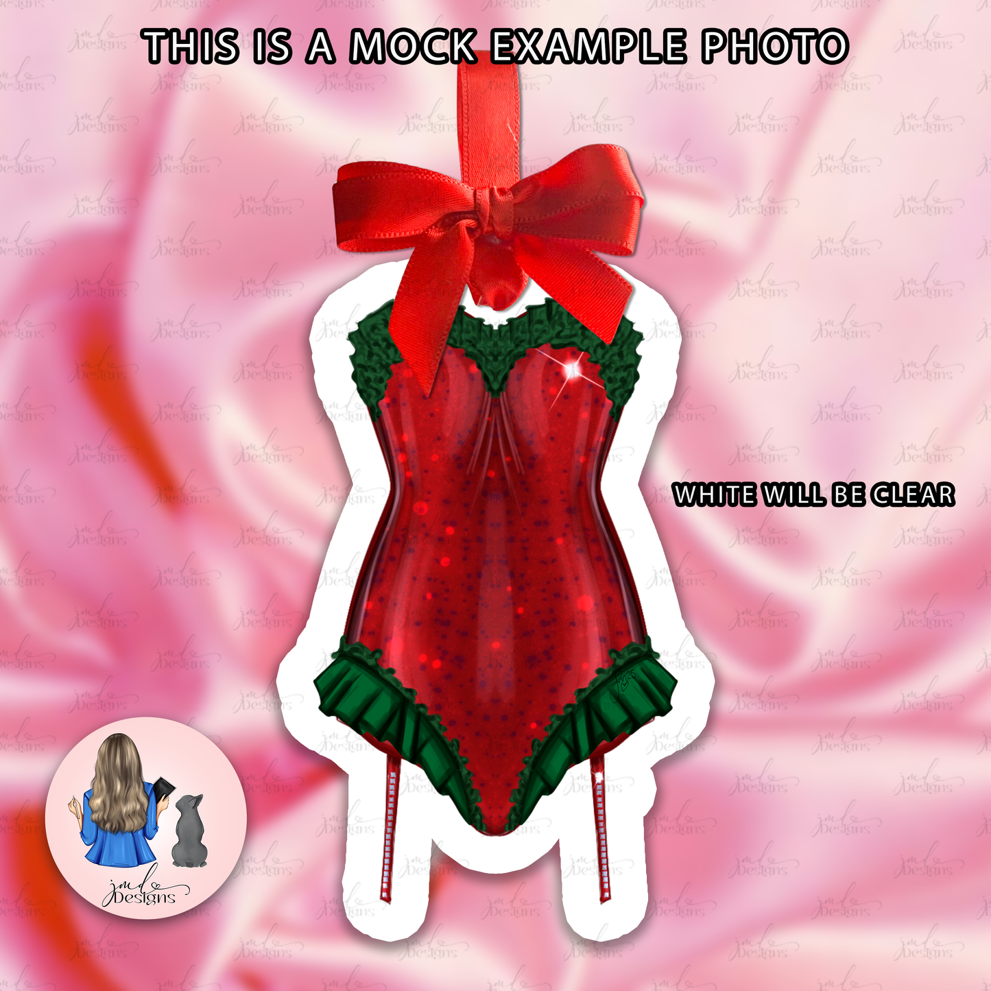 PRE ORDER Short and Festive Bodysuit Christmas Outfit Acrylic Bow Bauble