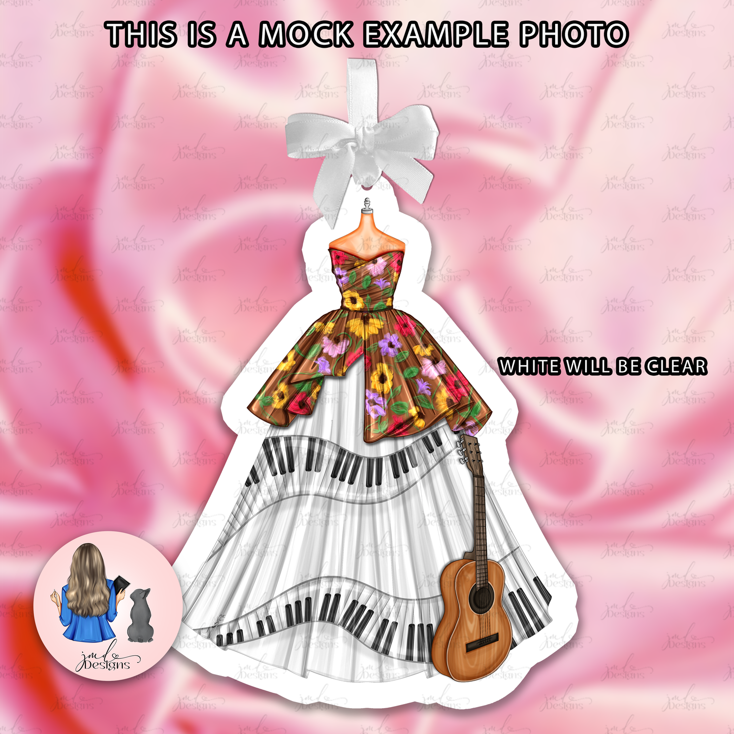 PRE ORDER Surprises in Bloom Guitar Piano Dress Christmas Outfit Acrylic Bow Bauble