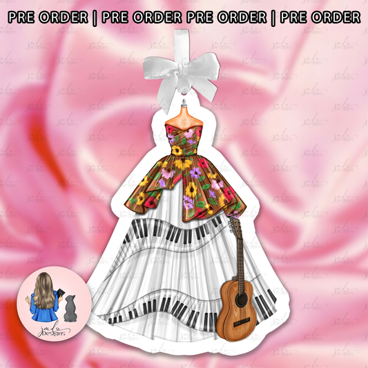 PRE ORDER Surprises in Bloom Guitar Piano Dress Christmas Outfit Acrylic Bow Bauble