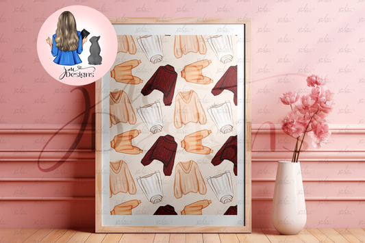 Autumn Sweater Weather Pattern Art Print