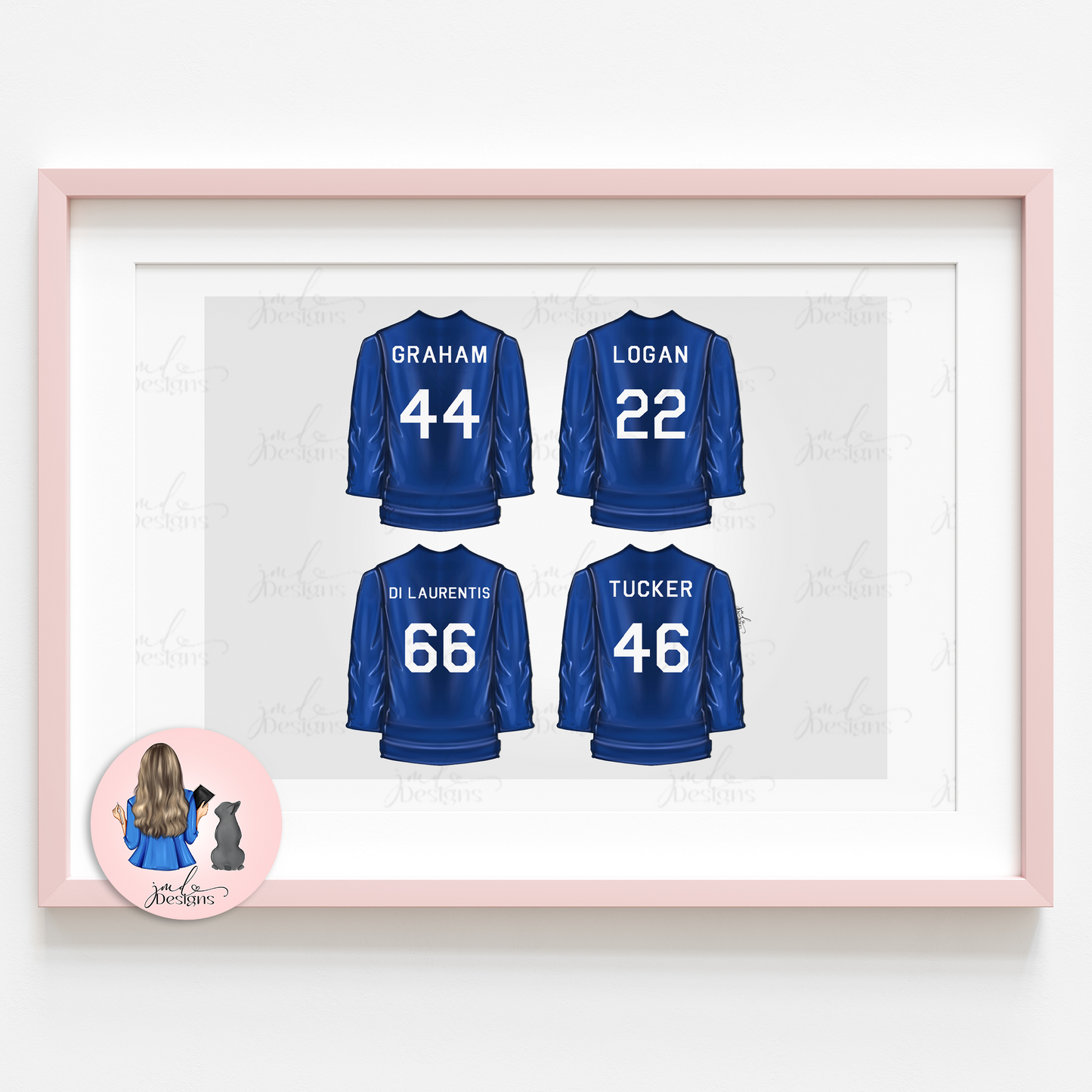 Bookish Hockey Blue Jersey Lineup Art Print Fashion Lover Decorative Art High Fashion Art Print