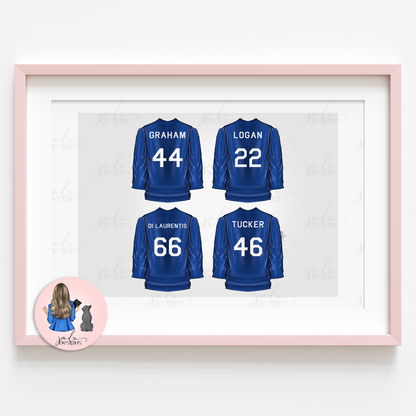 Bookish Hockey Blue Jersey Lineup Art Print Fashion Lover Decorative Art High Fashion Art Print