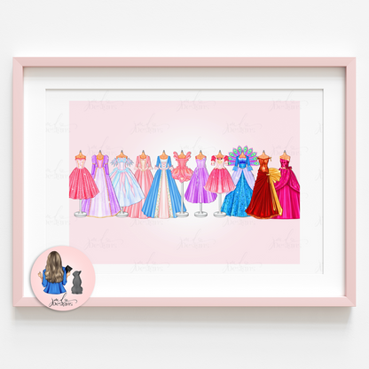 Life in Pink Nostalgic Lineup Fashion Illustration Art Print