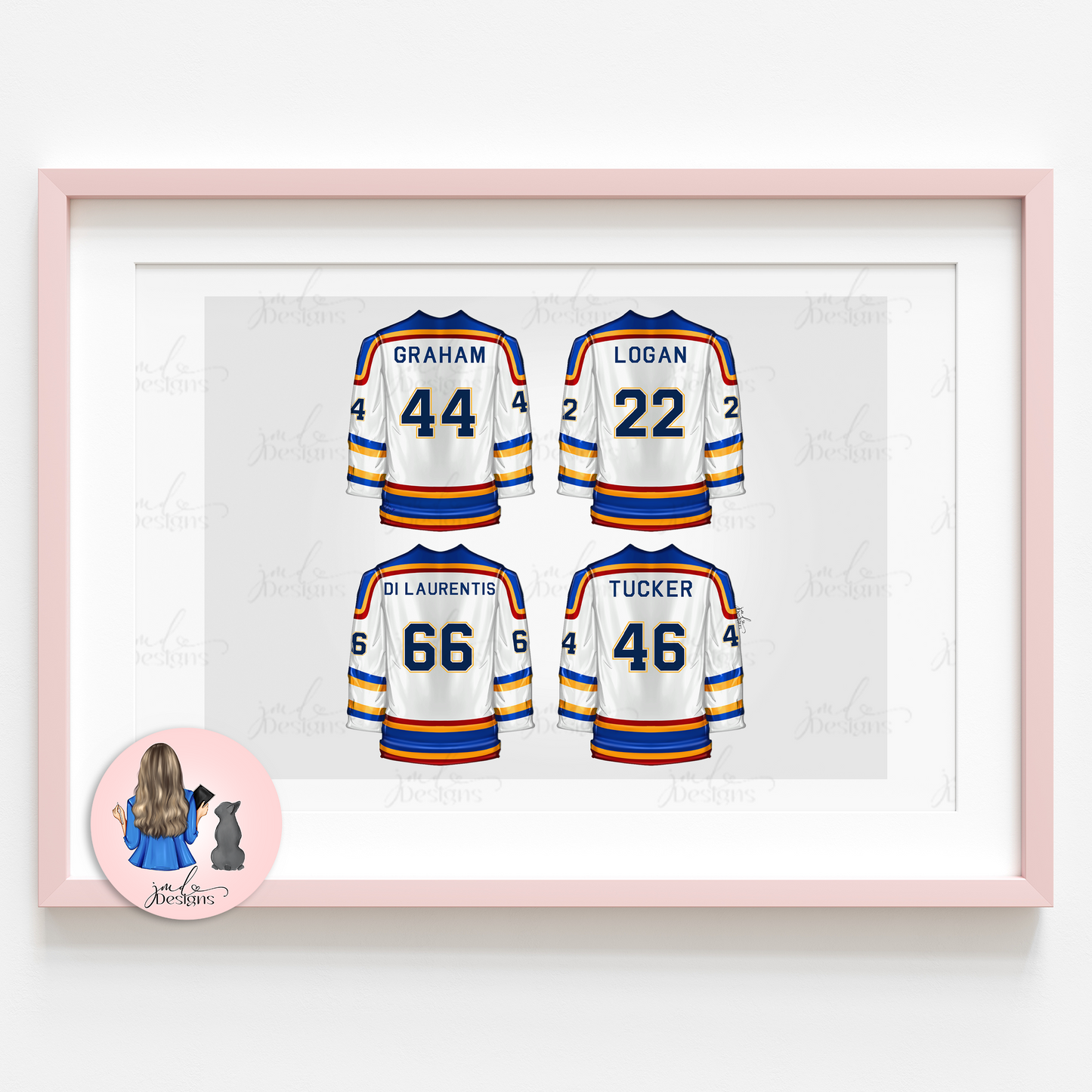 Bookish Hockey White Jersey Lineup Art Print Fashion Lover Decorative Art High Fashion Art Print