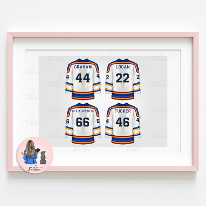 Bookish Hockey White Jersey Lineup Art Print Fashion Lover Decorative Art High Fashion Art Print