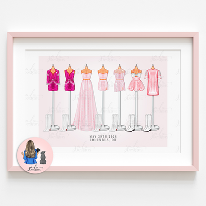 Pink Cloud Cowgirl Tour Lineup Art Print Fashion Lover Decorative Art High Fashion Art Print