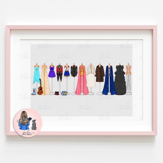 The Eras of Fashion Volume one Lineup Art Print Fashion Lover Decorative Art High Fashion Art Print