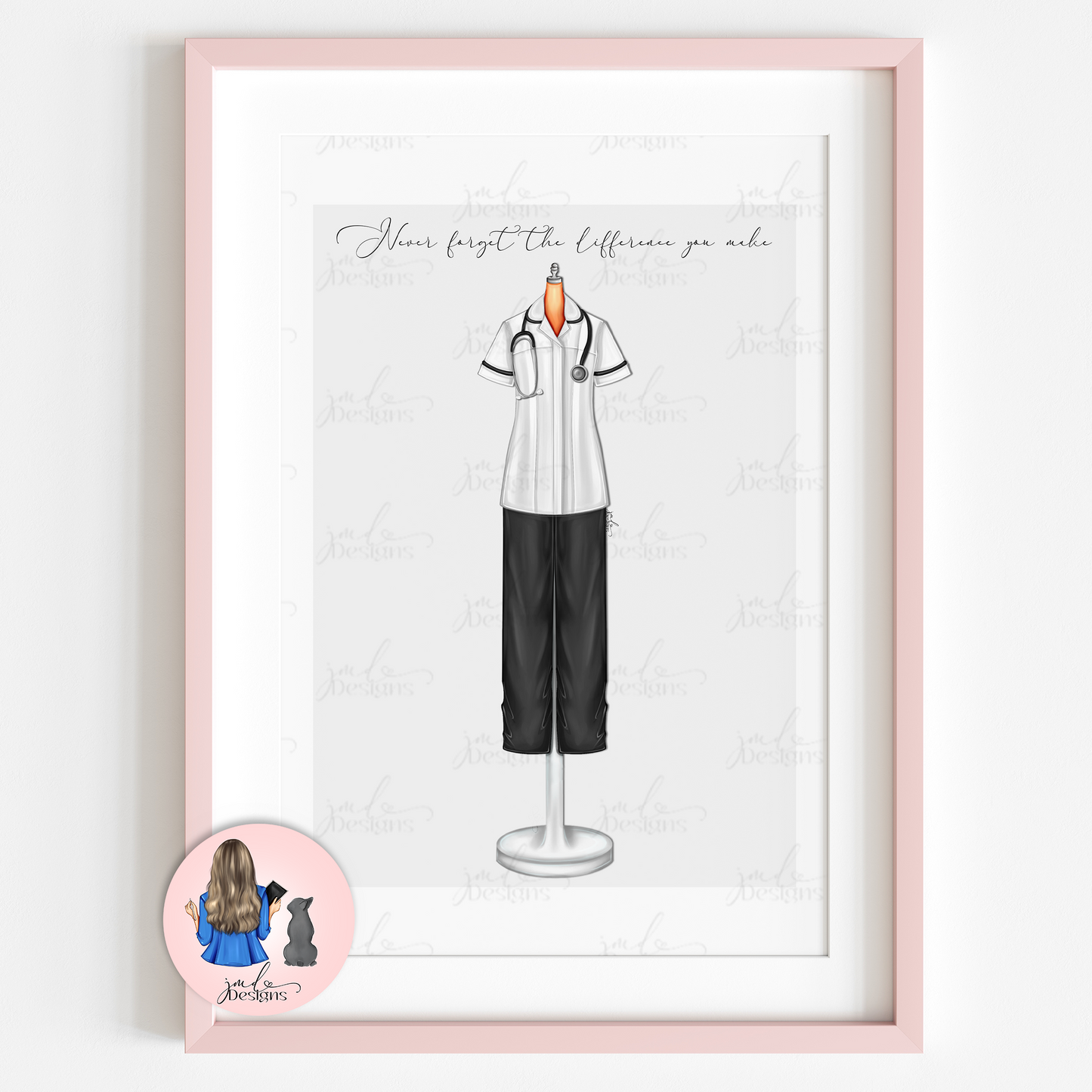 Nurse Tunic Scrubs Heartfelt Gift Art Print Fashion Lover Decorative Art High Fashion Art Print