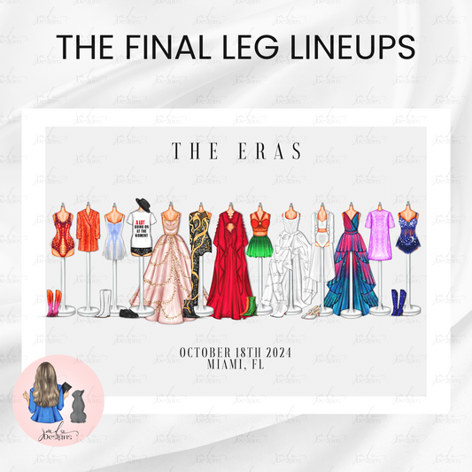 THE FINAL LEG USA & CANADA Premade Lineup Eras Of Fashion Inspired Outfits Art Print