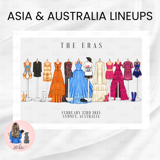 ASIA & AUSTRALIA Premade Lineup Eras Of Fashion Inspired Outfits Art Print