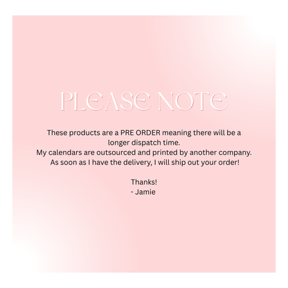 PRE ORDER 2026 The Sweet Pop Princess Fashion Wall Calendar | A4