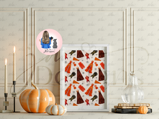 Spooky Era Halloween Pattern Art Print