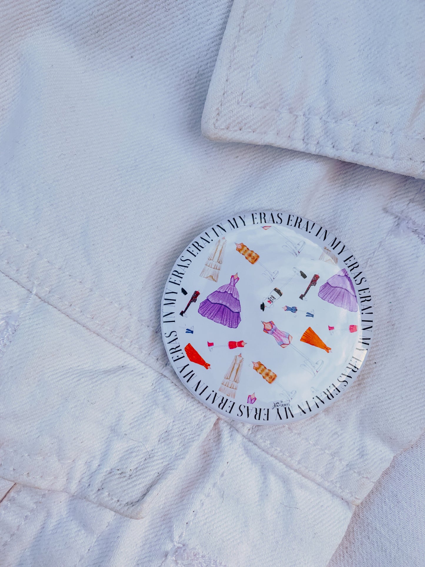 In My Eras Era 58mm Badge | Fashion Illustration Badge | The Eras Tour Badges | Bag/Jacket Badges | Collector Badges