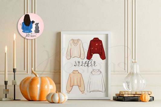 Sweater Weather Autumnal Fall Sweaters Art Print