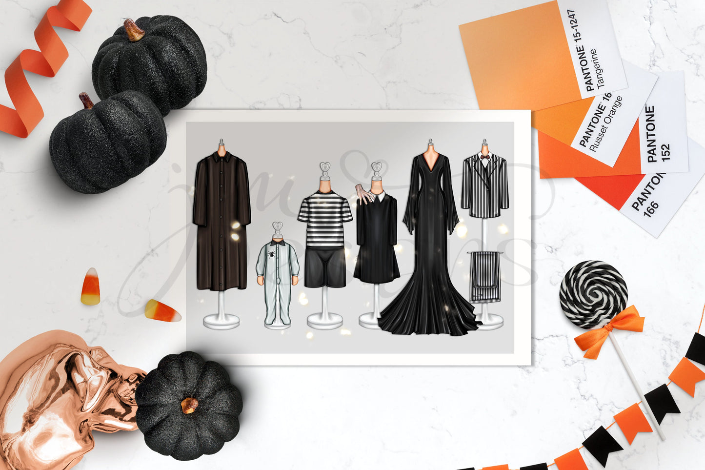 Halloween Creepy Family Art Print | Trendy Halloween Art Print Home Decoration Halloween Decoration | A4 & 5x7 Print