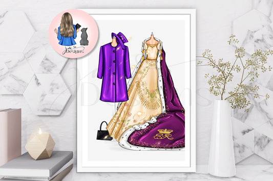 Her Majesty Duo | Fashion Illustration Print | A4 & 5x7 Illustration Print | Royal Family Memorabilia Art