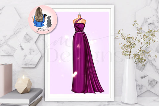 Monroe Blondes Over Brunettes Purple | Fashion Illustration Print | A4 & 5x7 Illustration Print | Famous dresses