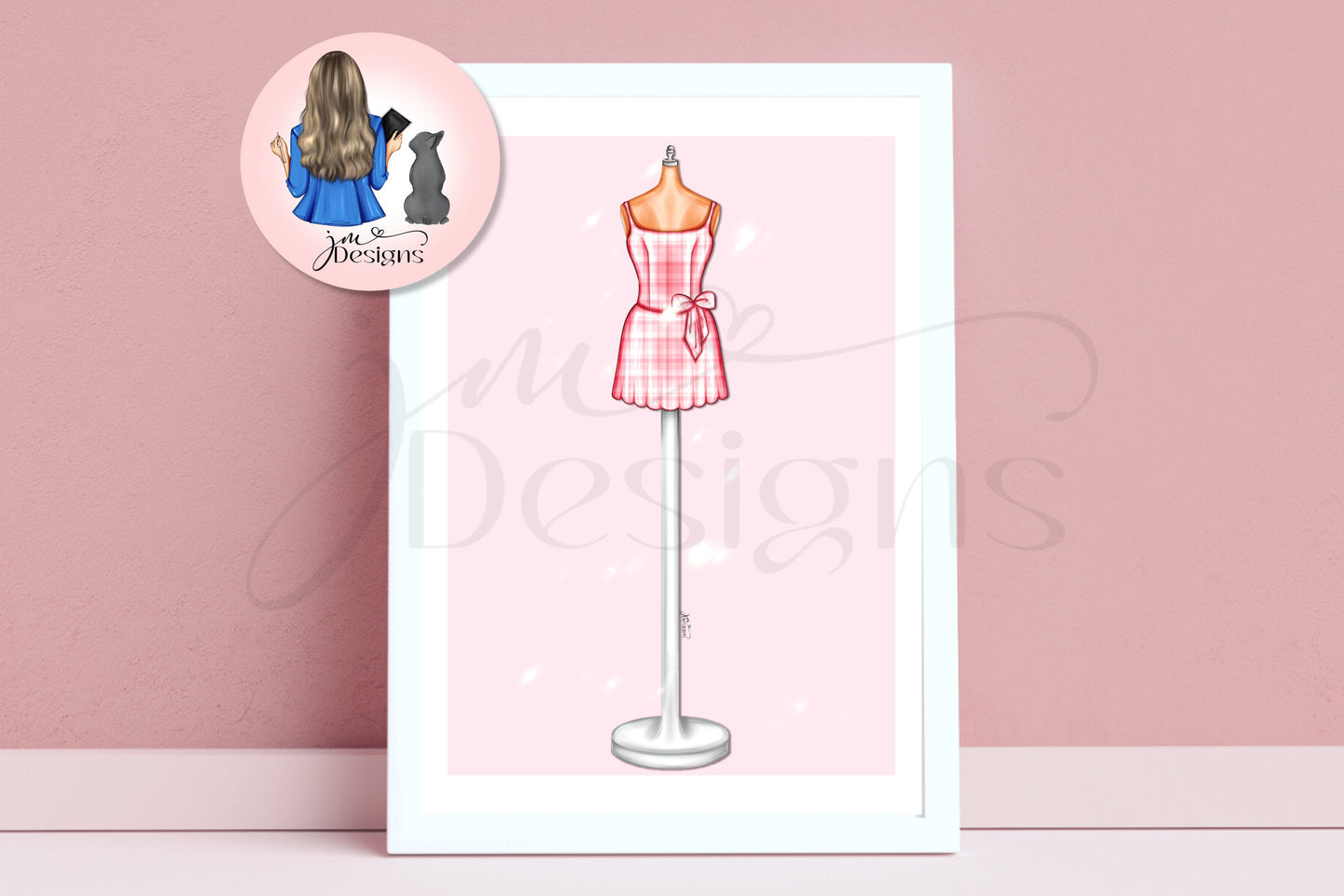 Life In Plastic Pink Gingham Swimsuit | Fashion Outfit Illustration Art Print | Fashion Illustration Print | A4 & 5x7"
