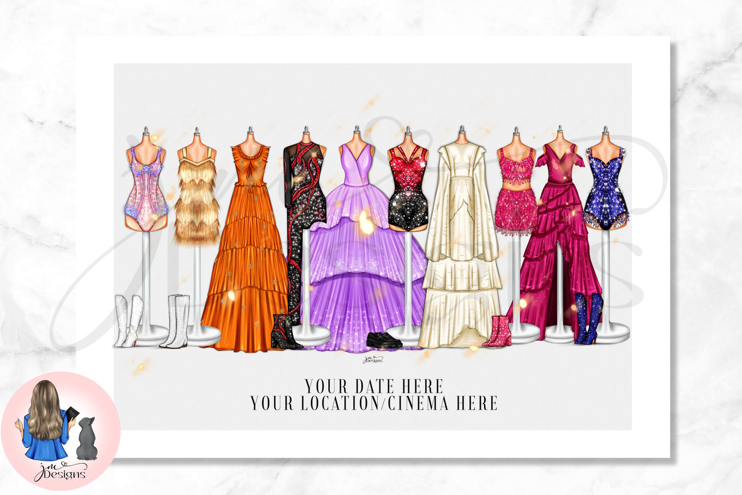 Eras Of Fashion Cinema Poster Art Print | Fashion Illustration Print | A4 & 5x7 Print