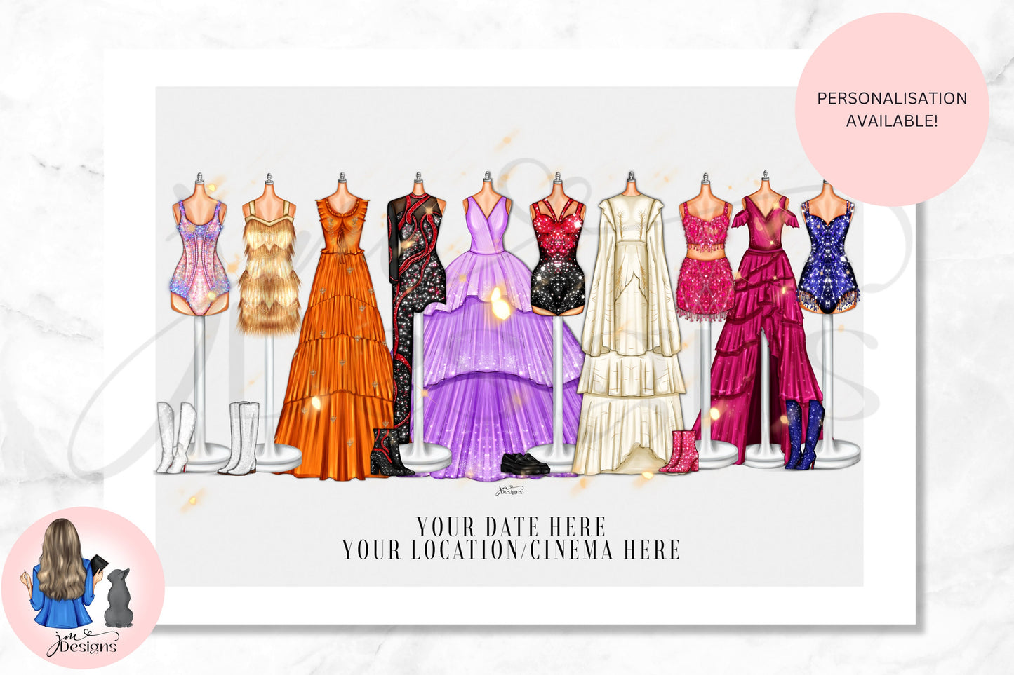 Eras Of Fashion Cinema Poster Art Print | Fashion Illustration Print | A4 & 5x7 Print