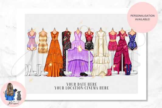 Eras Of Fashion Cinema Poster Art Print | Fashion Illustration Print | A4 & 5x7 Print