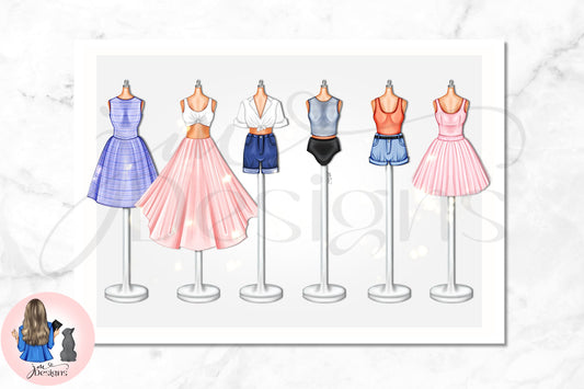 I Carried A Watermelon Lineup | Fashion Outfit Illustration Art Print | Fashion Illustration Print | A4 & 5x7"