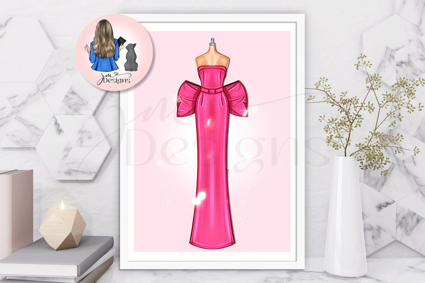 Monroe Pink Diamonds | Fashion Illustration Print | A4 & 5x7 Illustration Print | Famous dresses